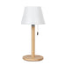 Leisurewize Orli Rechargeable Table Lamp – main product image, showing a table lamp with wooden base and white shade on a white background