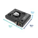 Leisurewize Single Burner Portable Gas Stove 2.5kW - product image, showing a black portable single-burn gas stove shown on a white background with dimension lines and labels indicating 34 cm width, 28 cm depth, and 10 cm height.