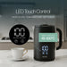 Leisurewize Sleek LED Kettle Black 1.7L 1000W - product image, showing a black electric kettle with LED touch control display on a marble countertop next to a white coffee cup. The image includes text overlays highlighting 'LED Touch Control' and 'PRECISION TEMPERATURE SETTINGS', along with a circular inset showing the digital temperature display.