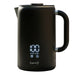Leisurewize Sleek LED Kettle Black 1.7L 1000W - main product image, showing a matte black electric kettle with a digital LED display showing 100 and temperature readings, and the brand name 'leisurewize' printed near the bottom, set against a plain white background.