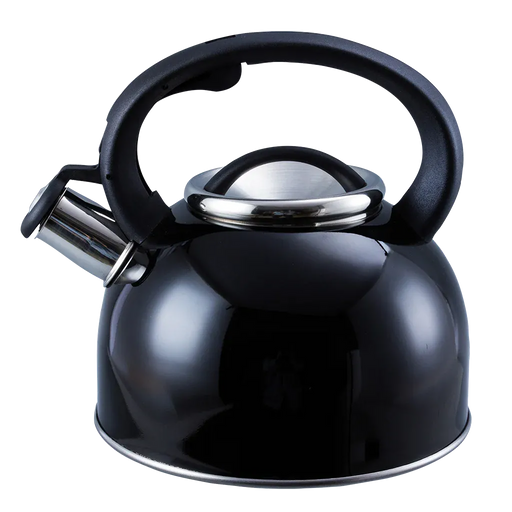 Liberty 2.5L Whistling Kettle – main product image, showing a black kettle with a metallic handle on a white background