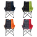 Liberty Leisure Comfort Padded Folding Camping Chair - Various Colours - main product image of four folding camp chairs arranged in a 2x2 grid on a white background, each with a different side panel color: navy, lime green, orange, and red. The chairs have black frames and the word 'Liberty' embroidered near the top of each seat.