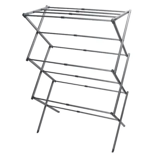 Lifestyle Extendable 3-Tier Clothes Airer 7.5m - main product image, showing a silver metal folding clothes rack with multiple horizontal bars and four legs, shown on a plain white background.