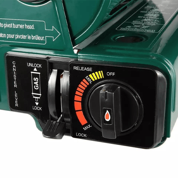 Lifestyle Portable Camping Gas Heater - product image, close-up on controls