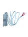A grey MAAS 12V Submersible Water Pump 10L/Min – HY2510 with a white cable and two exposed wire ends, one red and one blue, on a plain white background.