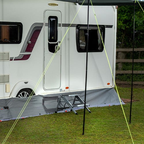 Maypole Foldable Steel Double Step - shown in use outside campervan doorway