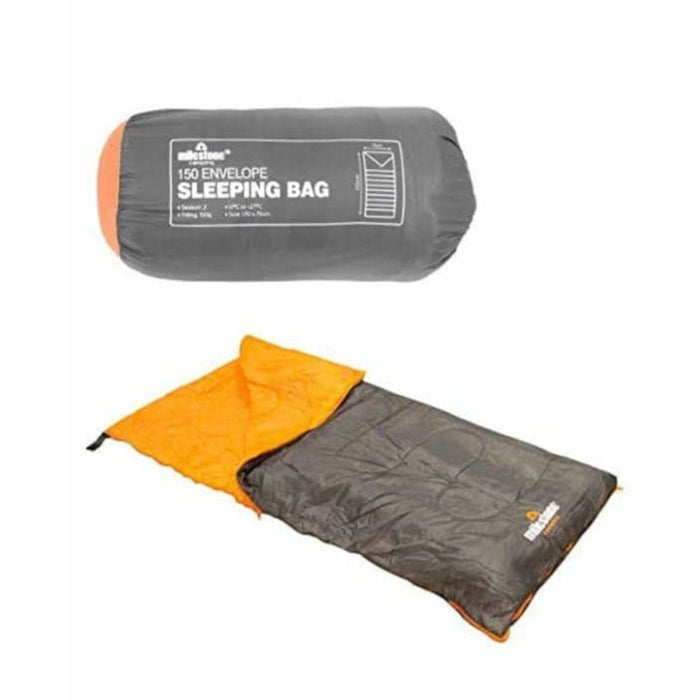 Milestone 2 Season Envelope Sleeping Bag 170 × 75cm – Grey & Orange - main product image