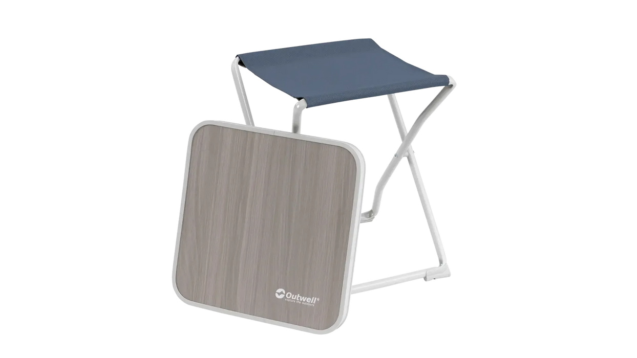 Outwell Baffin 3-in-1 Stool Table Footrest Multi-Use Camping Furniture - product image, showing Ocean Blue stool with detached table top