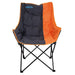 Liberty Leisure Comfort Padded Folding Camping Chair - Various Colours - product image of a folding camp chair with a dark gray and bright orange split design, featuring a black metal frame and the 'Liberty' brand logo on the upper backrest.