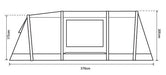Outdoor Revolution Atom 500 - product side view floorplan infographic with dimensions