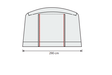 Outdoor Revolution Camp Star Side Porch - Fits Camp Star 500XL/600/700 layout image showing the porch width of 290 with red lines noting the zip of the door entrance