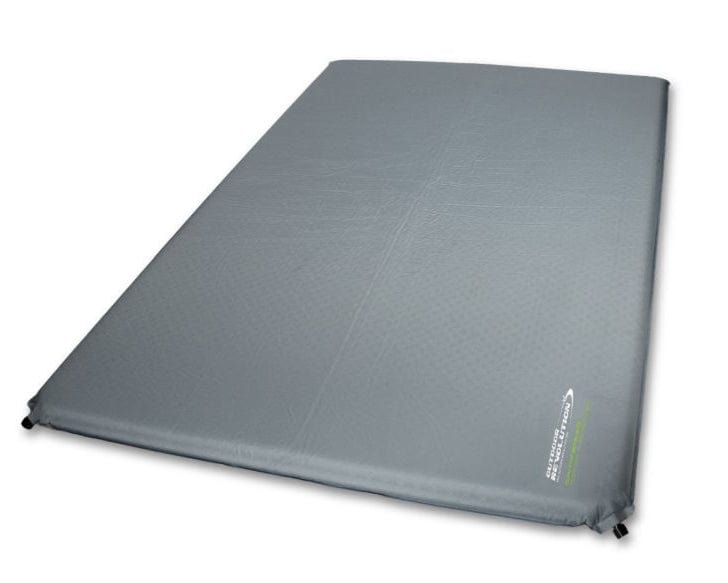 Gray inflatable camping mat on a white background