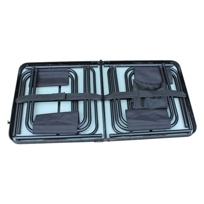 Outdoor Revolution Capri Aluminium Folding Table With 4 Stools - product image, table shown folded with stools contained inside