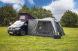 Outdoor Revolution Cayman Air Low - Inflatable Drive Away Awning showing open doors with flysheet