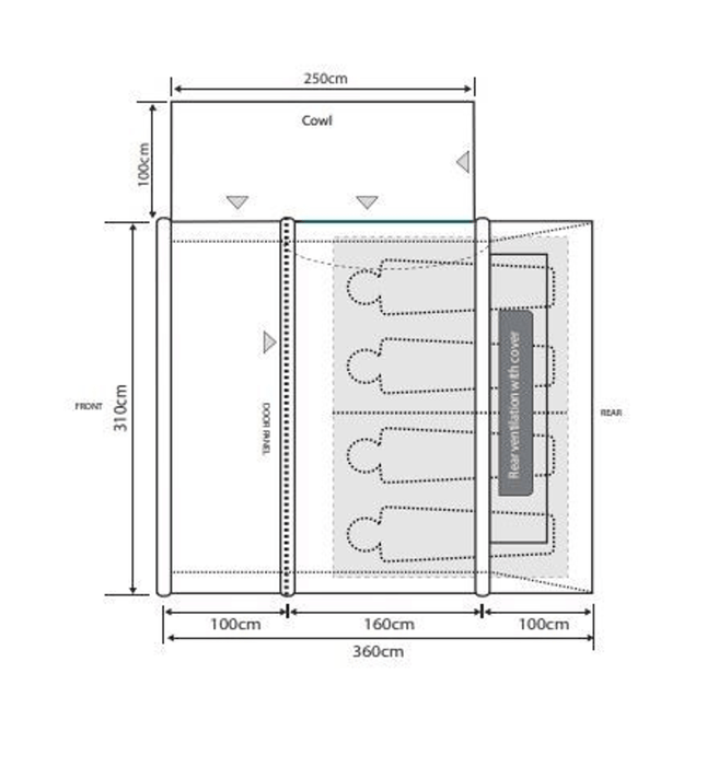 Outdoor Revolution Cayman Air T3 Lite Drive Away Awning Mid floorplan