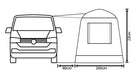 Outdoor Revolution Cuda (F/G) Low Drive Away Awning - Diagram showing depth and height in black with white background