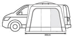 Outdoor Revolution Cuda (F/G) Low Drive Away Awning - Diagram showing width in black with white background