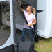 Outdoor Revolution Eclipse Pro 380 Mesh Door Side Panel - lifestyle image, showing person unzipping side panel