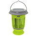 Outdoor Revolution Lumi-Solar Mosi Killer Lantern - main product image, showing a bright lime green mosquito trap with a gray lid and handle, featuring a small solar panel on top, isolated on a white background.