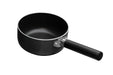 black and silver saucepan milk pan on white background 