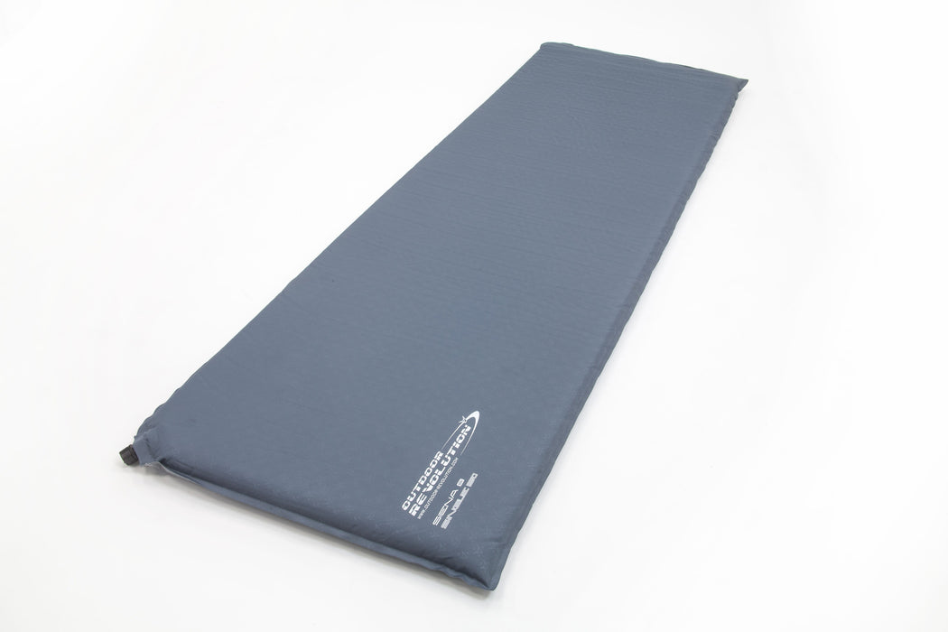 A blue single ORSM0013 self-inflating Outdoor Revolution Siena mattress  shown on a clean white background, with white printed branding near the bottom edge.