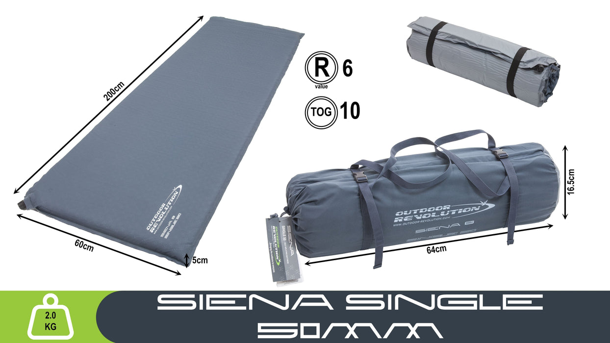 A single ORSM0013 self-inflating Outdoor Revolution Siena mattress dimensions