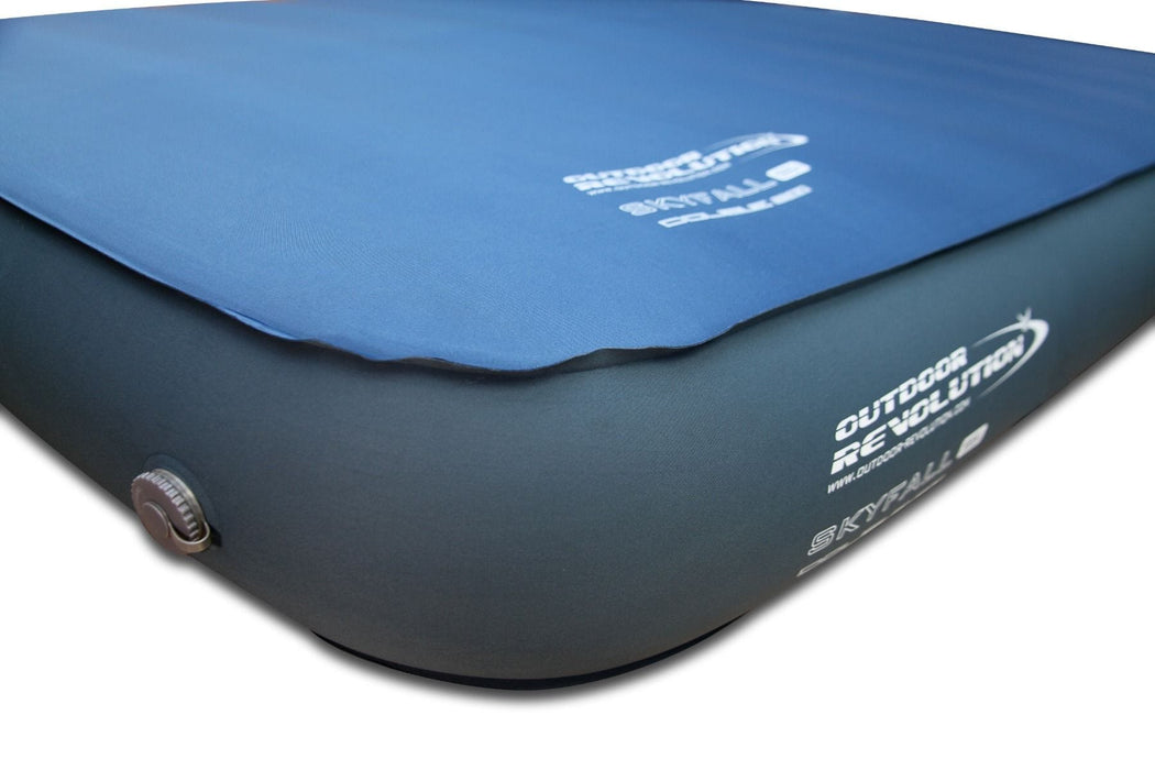 Outdoor Revolution Skyfall Double 200 Sleeping Mat, 20cm Foam, TPU-Coated Side Angle up close