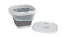 Outwell 9 Litre Collapsible Square Bucket - product image, showing bucket with translucent liner inside, with lid separated next to it