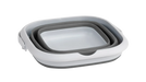 Outwell 9 Litre Collapsible Square Bucket - product image, showing underside of collapsed bucket with lid attached