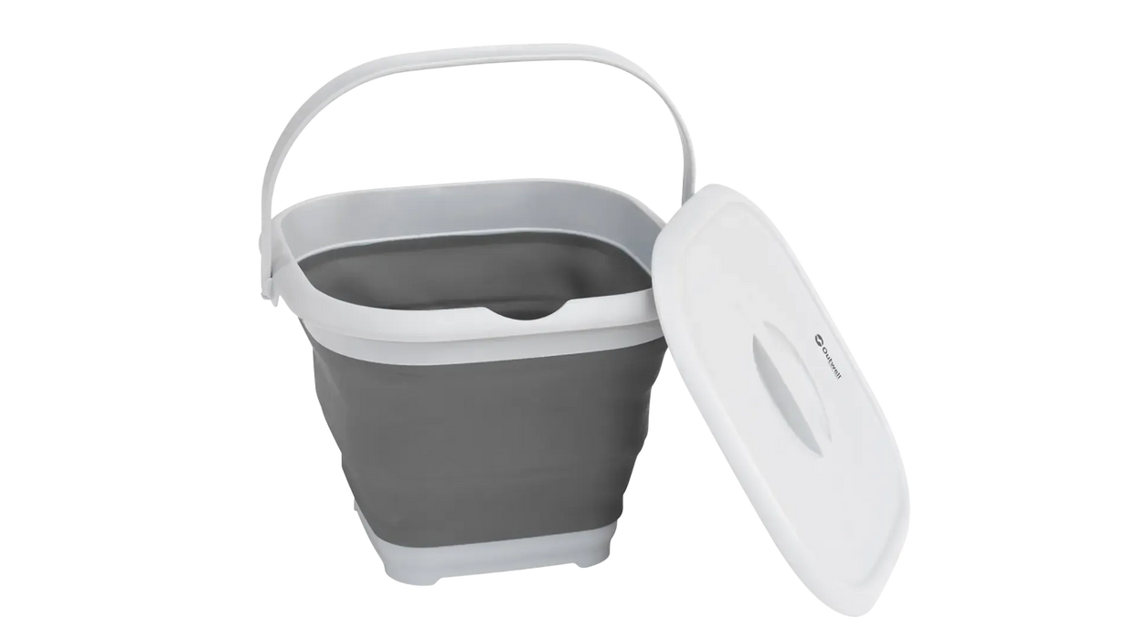 Outwell 9 Litre Collapsible Square Bucket - product image, showing bucket with lid removed
