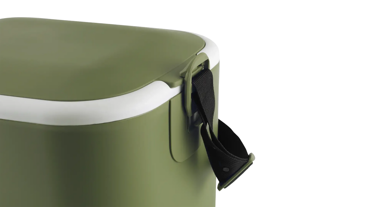 Outwell Arctic Poppy 14 Litre Camping Coolbox - product image, showing close-up of catch with strap