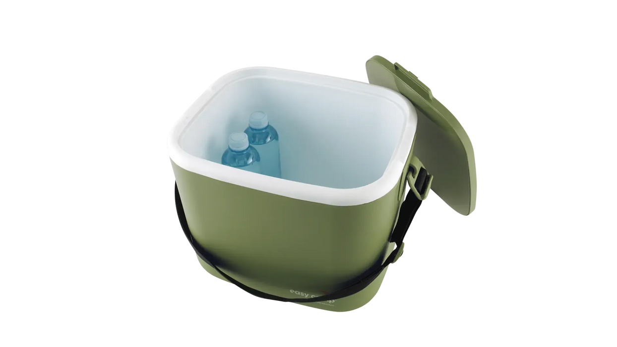 Outwell Arctic Poppy 14 Litre Camping Coolbox - product image, shown from bird's eye view, with two bottles shown inside