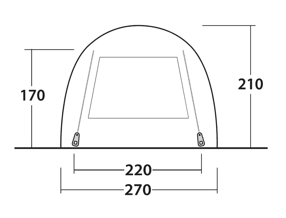 Outwell Arizona 3 Person Standing Height Camping Tent - product floorplan diagram with dimensions
