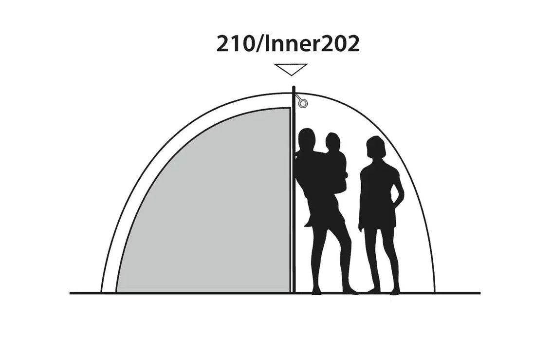 Outwell Arizona 3 Person Standing Height Camping Tent - product diagram with dimensions