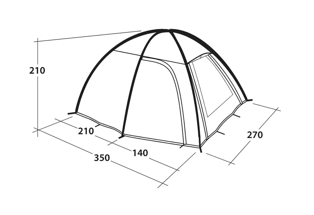 Outwell Arizona 3 Person Standing Height Camping Tent - product floorplan diagram with dimensions