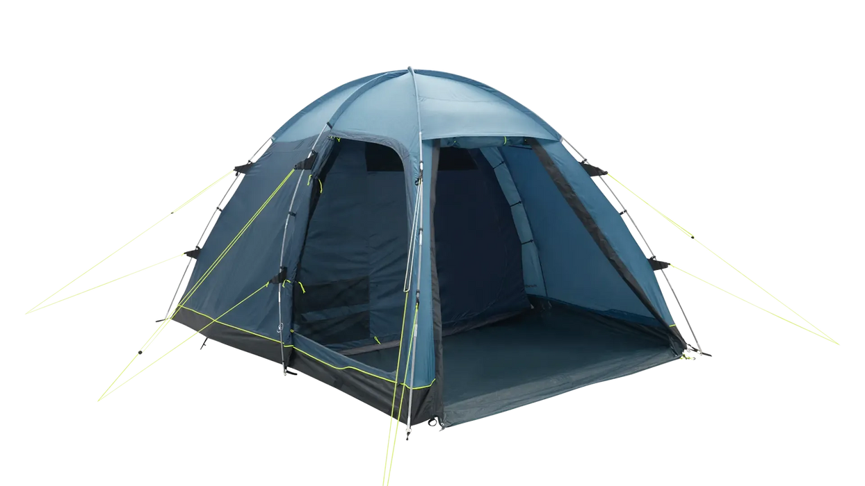 Outwell Arizona 3 Person Standing Height Camping Tent - product image, showing tent from front-left side view with door and side window open