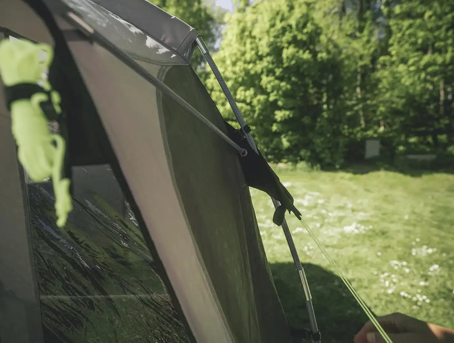 Outwell Armona Campervan Drive Away Awning - lifestyle image, showing pole system