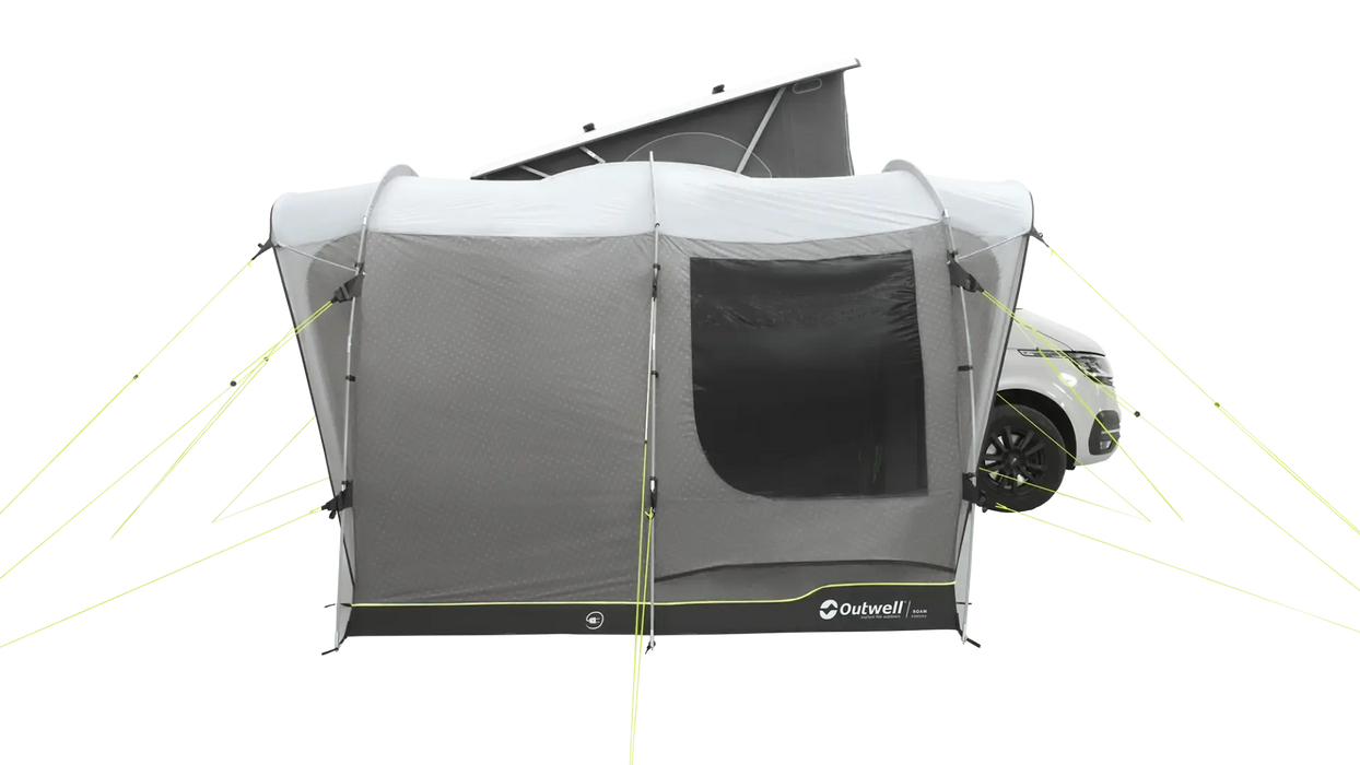Outwell Armona Campervan Drive Away Awning - product image, showing awning attached to vehicle from side angle