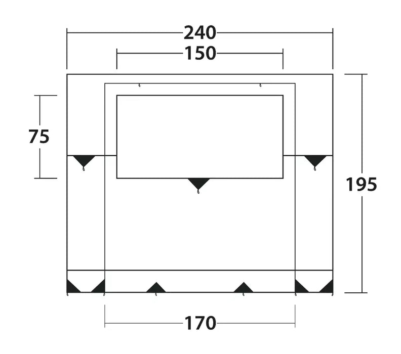 Outwell Backroads Campervan Awning Room - product diagram with dimensions