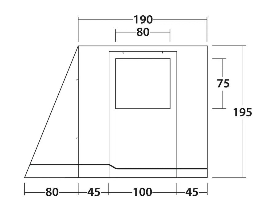 Outwell Backroads Campervan Awning Room - product diagram with dimensions
