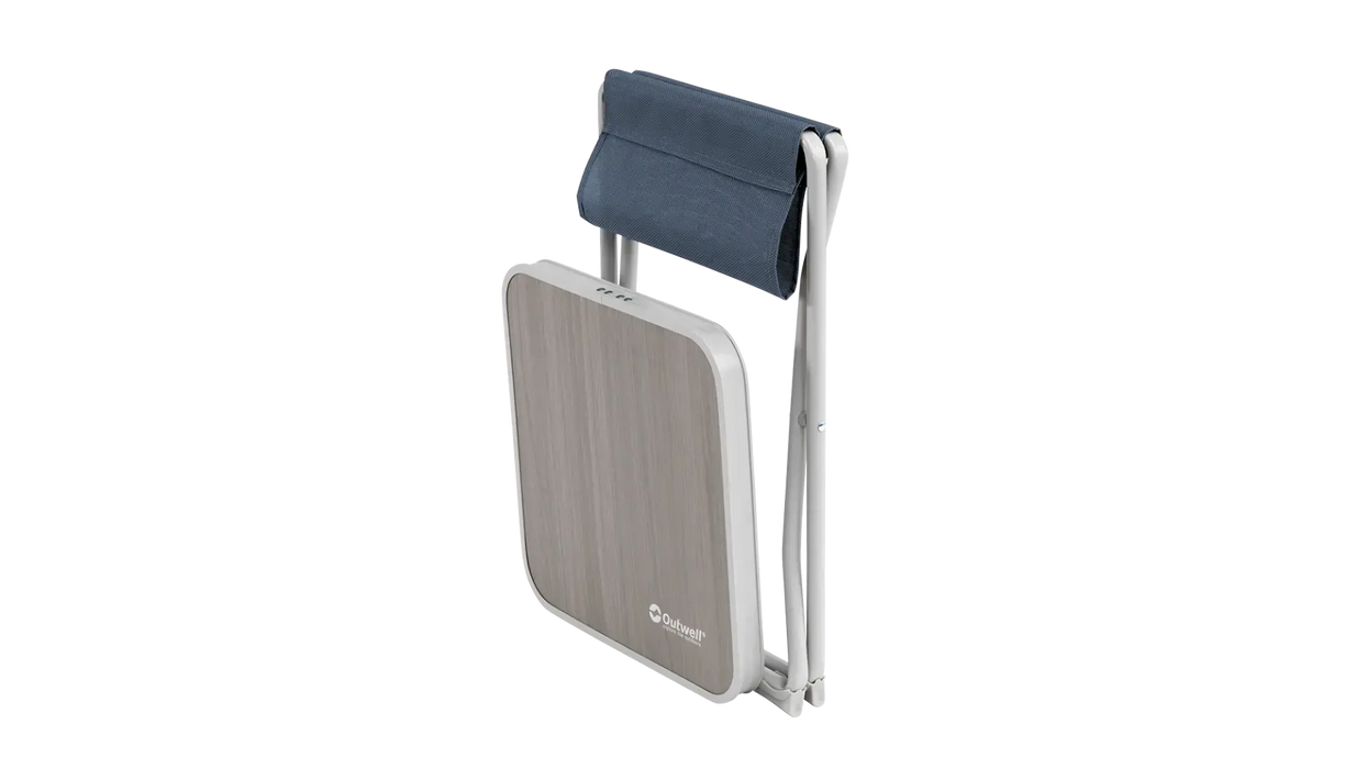 Outwell Baffin 3-in-1 Stool Table Footrest Multi-Use Camping Furniture - product image, showing Ocean Blue stool collapsed with table top detached