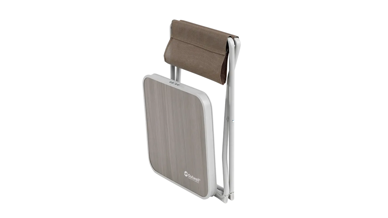 Outwell Baffin 3-in-1 Stool Table Footrest Multi-Use Camping Furniture - product image, showing Toffee Tint stool collapsed with table top detached