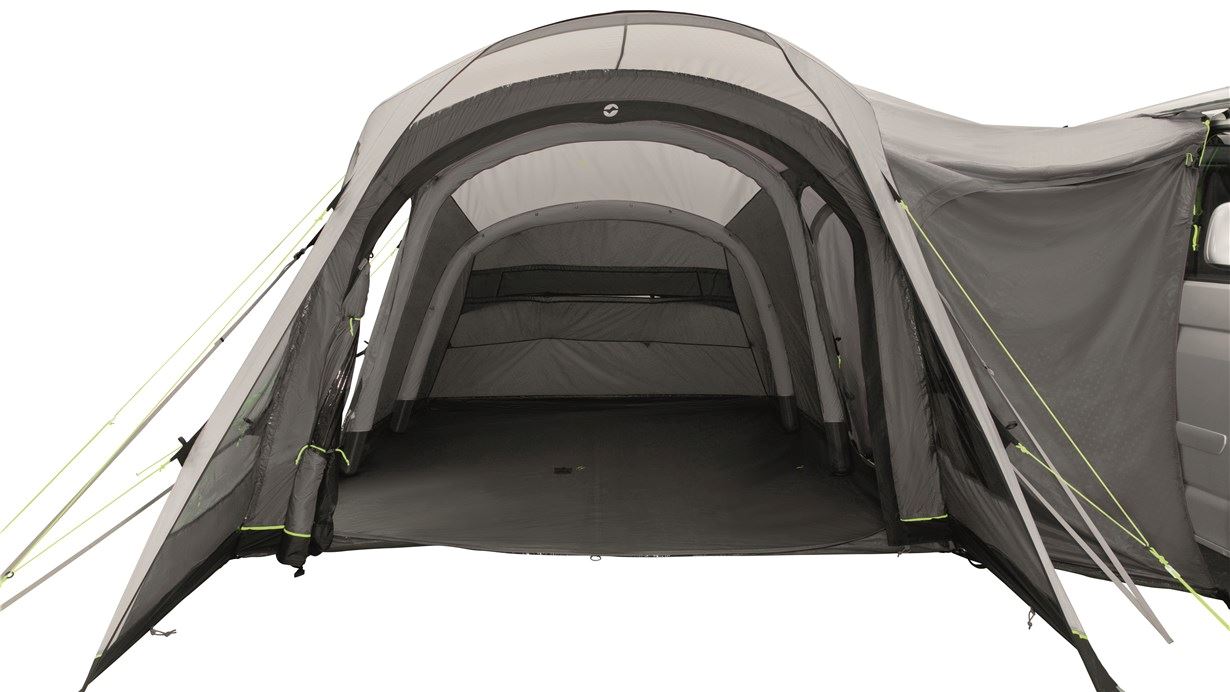 Outwell Blossburg 380 Air Drive Away Awning Low - Drive Away Awning feature image front view of awning all open 