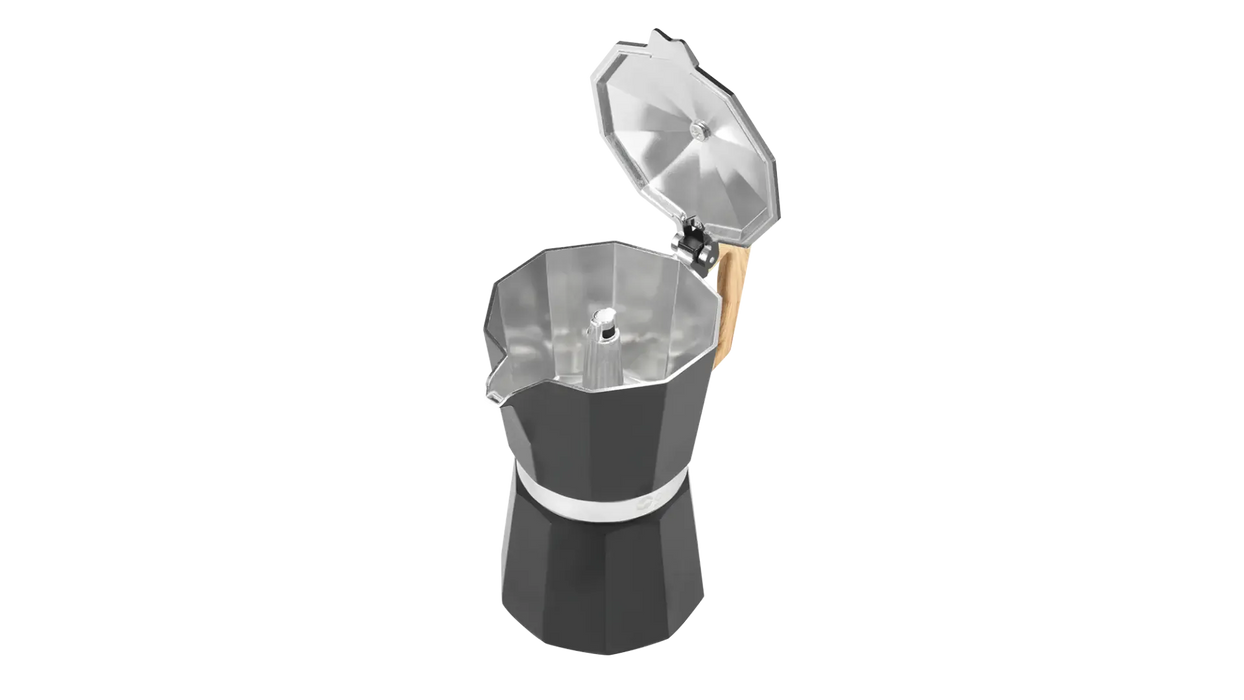 Outwell Brew Espresso Maker 6 Cup Camping Coffee Pot - product image, shown with pot lid open