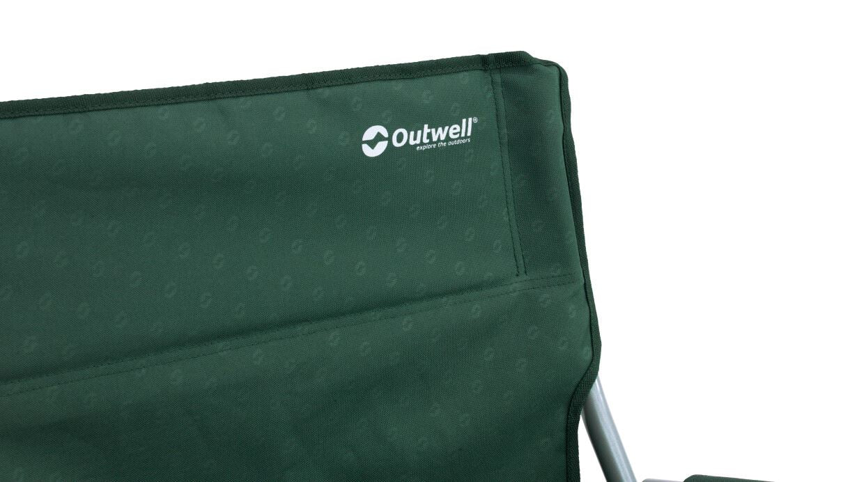 Outwell Campo Chair with Padded Armrests & Oversized Feet - Forest Green feature image showing  logo on top right of chair