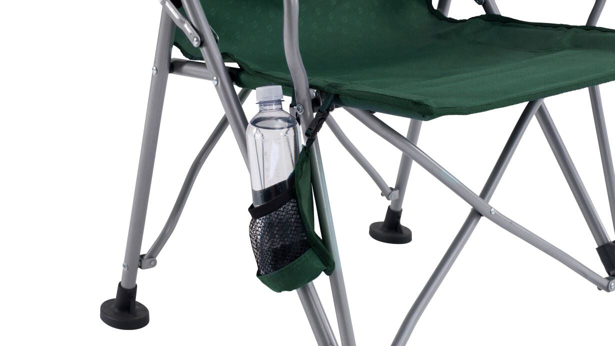 Outwell Campo Chair with Padded Armrests & Oversized Feet - Forest Green feature image focussing on the bottle holder