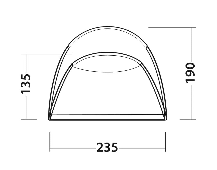 Outwell Casagrande 4 Person Tunnel Family Tent - product diagram with dimensions