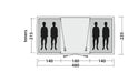 Outwell Casagrande 4 Person Tunnel Family Tent - product floorplan diagram with dimensions