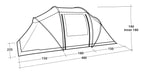 Outwell Casagrande 4 Person Tunnel Family Tent - product floorplan diagram with dimensions