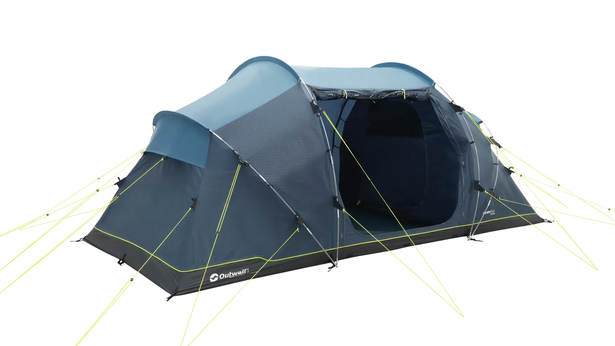 Outwell Casagrande 4 Person Tunnel Family Tent - product image, showing tent from front-left side view with door open